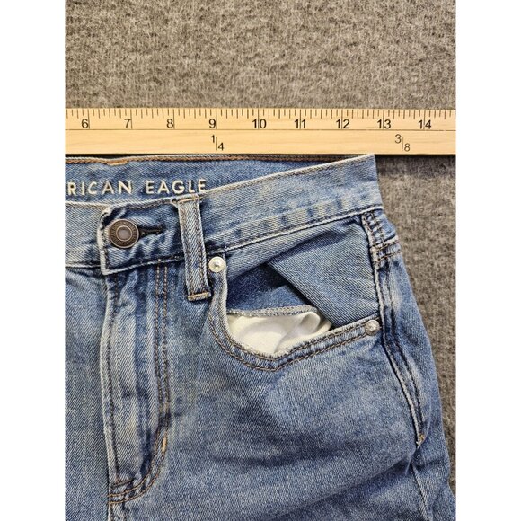 American Eagle Jeans Womens Size 0 Medium Wash Mom Jean Distressed Stretch - Picture 8 of 11